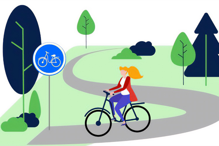 Ilustracja z rowerzystką